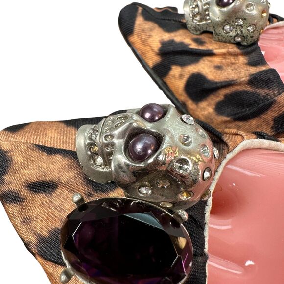 Alain Tondowski Paris Animal Print Skull Flats Slip On Women's Size EU 37 US 6.5 - Picture 3 of 10